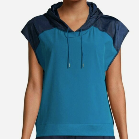 Avia Short Sleeve Hoodie Windbreaker Blue Size L - Picture 1 of 8